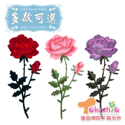 75元有背膠貼布-帶花苞玫瑰(長)